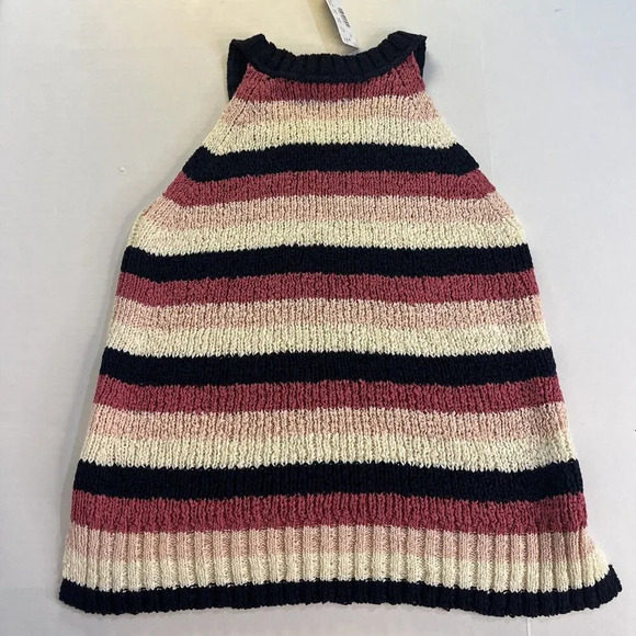 NEW! J. Crew Sweater Tank Stripe Navy Blue Rose Pink Ivory Sz XS Fall Winter - Picture 8 of 8